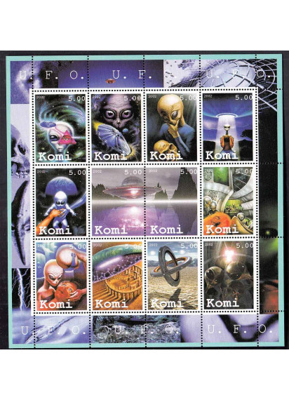 KOMI 2002 foglietto Nuovo tematica Alieni dischi volanti